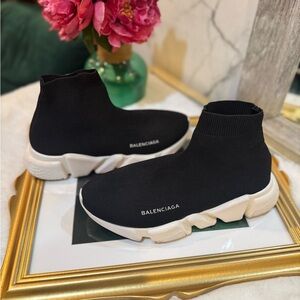 Balenciaga Women's Black and White Sock Sneakers
